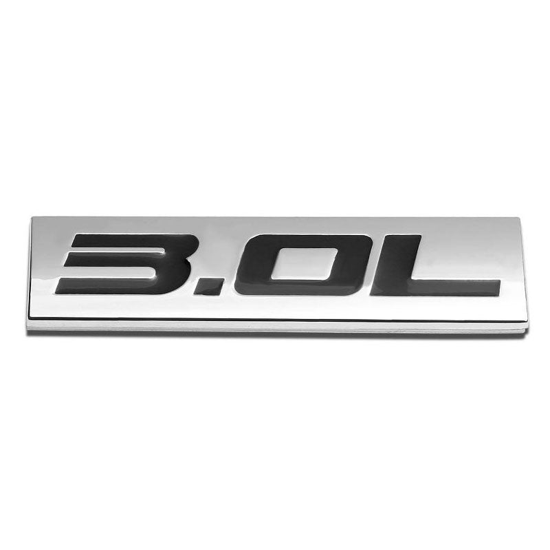 Black/Chrome 3.0L Logo Rear Trunk Polished Badge Decal Plate Hood Emblem-Exterior-BuildFastCar
