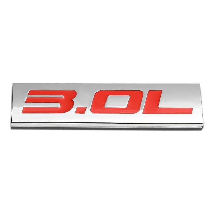 Red/Chrome 3.0L Sign Automobile Rear Trunk Polished Badge Decal Emblem 3M Tape-Exterior-BuildFastCar