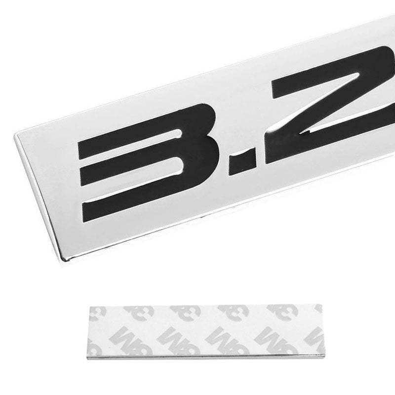 Black/Chrome 3.2L Logo Sign Rear Trunk Polished Badge Decal Plate Emblem 4mm-Exterior-BuildFastCar