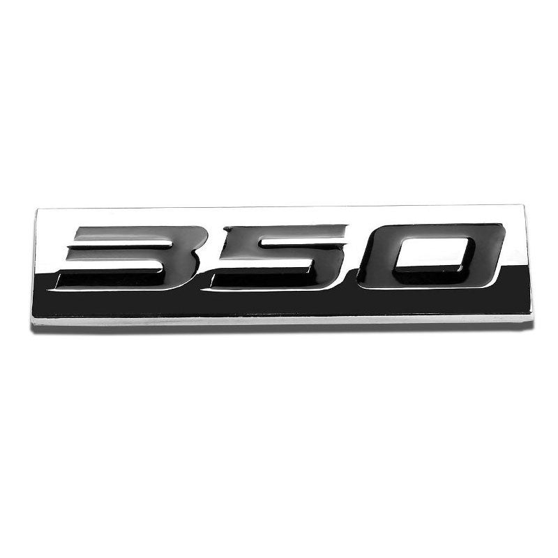 Black/Chrome 350 Number Sign Rear Trunk Polished Badge Decal Plate Emblem Tape-Exterior-BuildFastCar