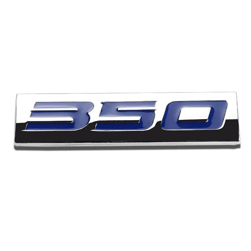 Blue/Chrome 350 Logo Sign Plate Rear Trunk Polish Badge Decal Sticker Emblem-Exterior-BuildFastCar