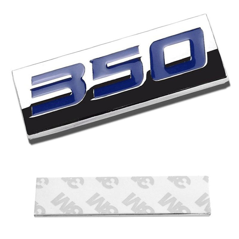 Blue/Chrome 350 Logo Sign Plate Rear Trunk Polish Badge Decal Sticker Emblem-Exterior-BuildFastCar