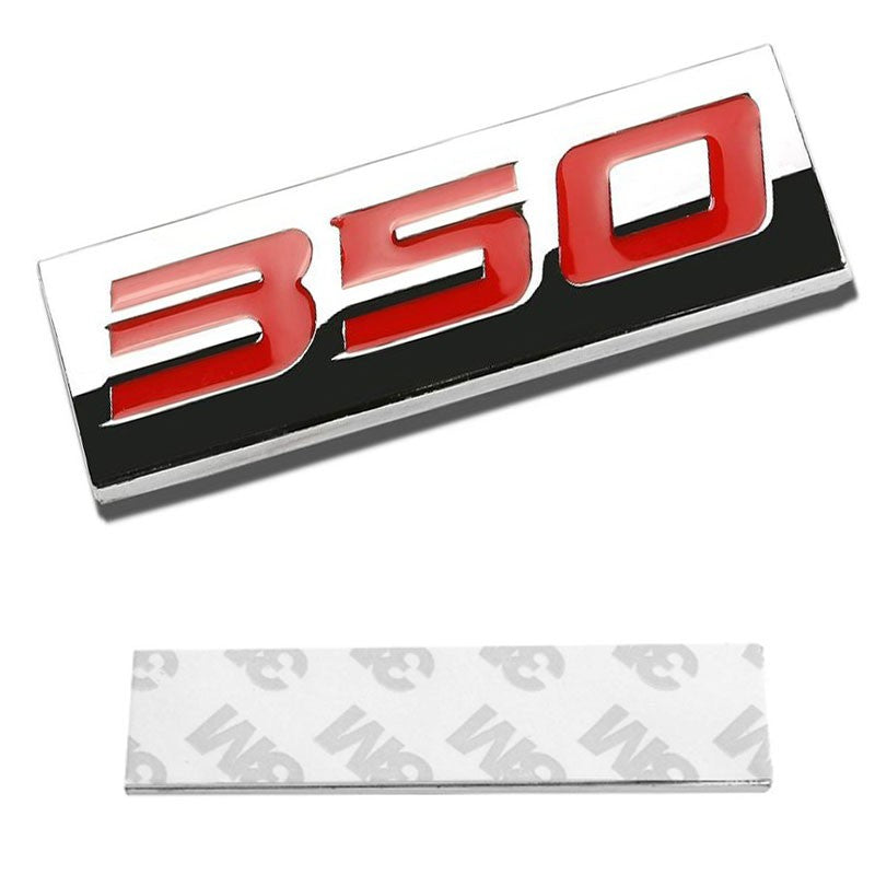 Red/Chrome 350 Sign Trim Car Rear Trunk Metal Badge 3M Tape Decal Emblem-Exterior-BuildFastCar
