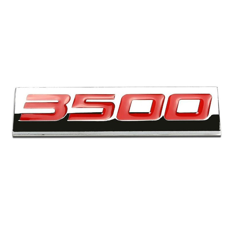 Red/Chrome 3500 Number Sign Car Rear Trunk Polished Badge Decal Emblem 3M Tape-Exterior-BuildFastCar
