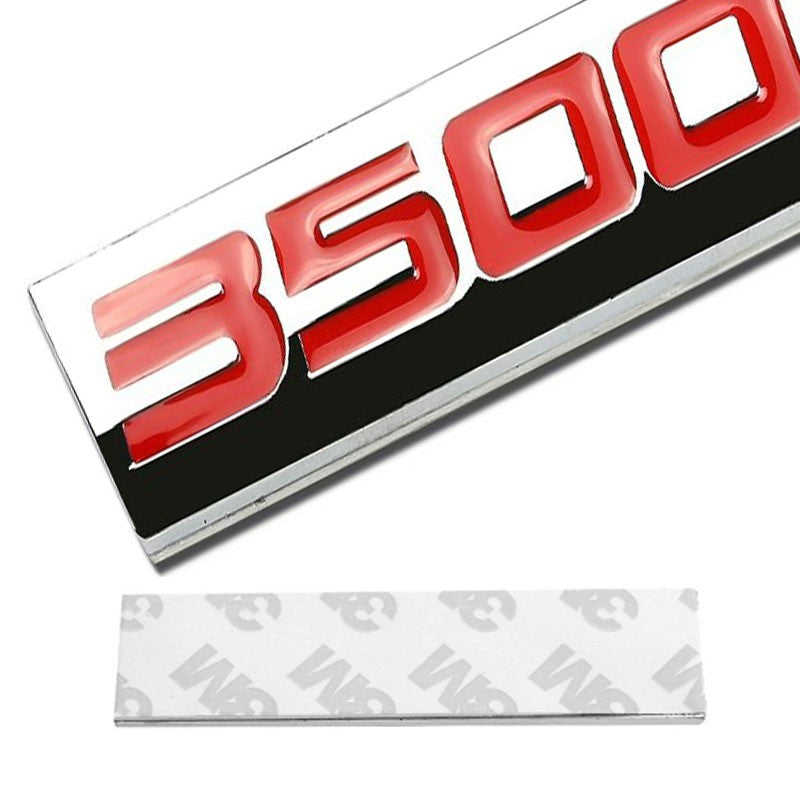 Red/Chrome 3500 Number Sign Car Rear Trunk Polished Badge Decal Emblem 3M Tape-Exterior-BuildFastCar