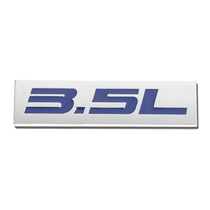 Blue/Chrome 3.5L Logo Plate Back Rear Trunk Metal Badge Decal Sticker Emblem-Exterior-BuildFastCar