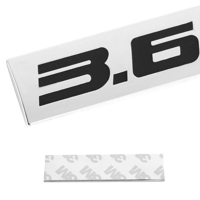 Black/Chrome 3.6L 3.6 L Car Sign Rear Trunk Polished Badge Decal Logo Emblem-Exterior-BuildFastCar