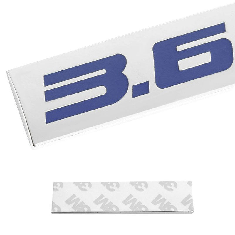 Blue/Chrome 3.6L Logo Sticker Rear Trunk Metal Badge Decal Sticker Emblem Plate-Exterior-BuildFastCar