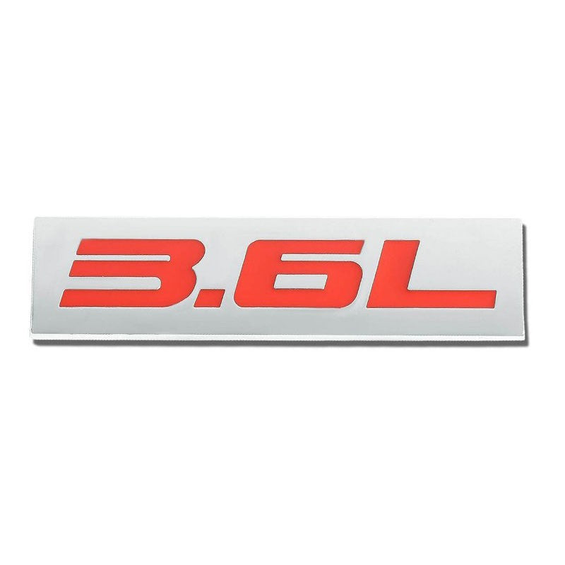Red/Chrome 3.6L Sign Logo Rear Trunk Polished Badge Decal Trim Emblem-Exterior-BuildFastCar