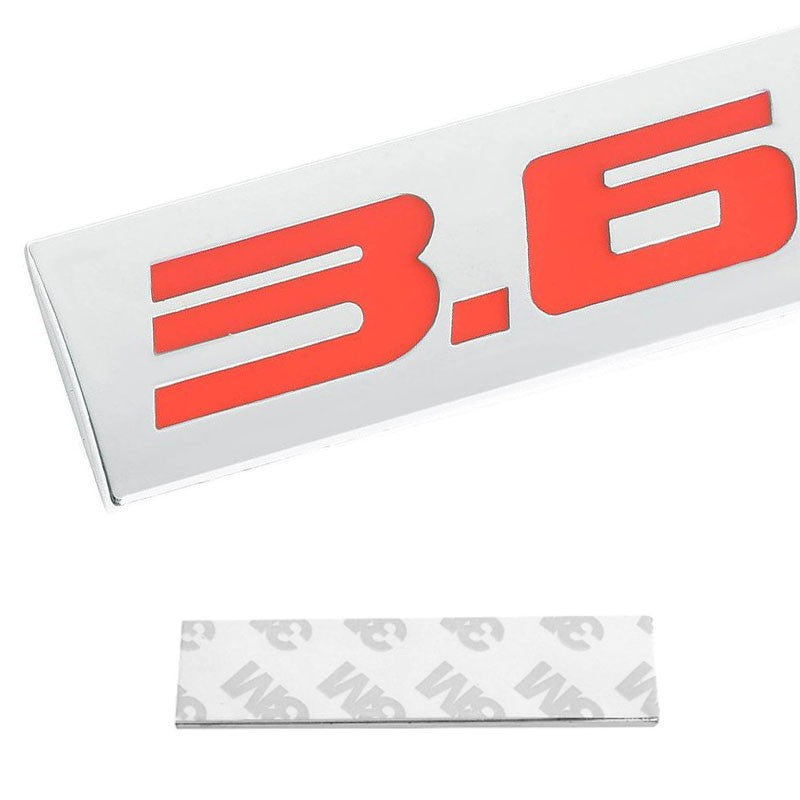 Red/Chrome 3.6L Sign Logo Rear Trunk Polished Badge Decal Trim Emblem-Exterior-BuildFastCar