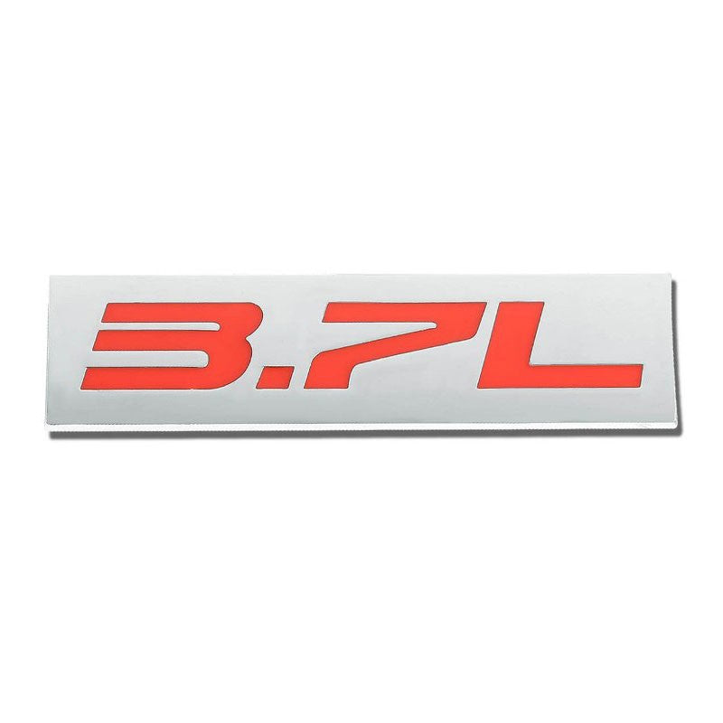 Red/Chrome 3.7L 3.7 L Trim Sign Car Rear Trunk Metal Badge Emblem Sticker Decal-Exterior-BuildFastCar