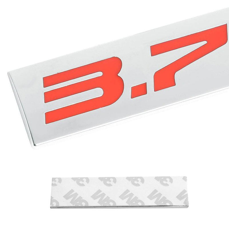 Red/Chrome 3.7L 3.7 L Trim Sign Car Rear Trunk Metal Badge Emblem Sticker Decal-Exterior-BuildFastCar