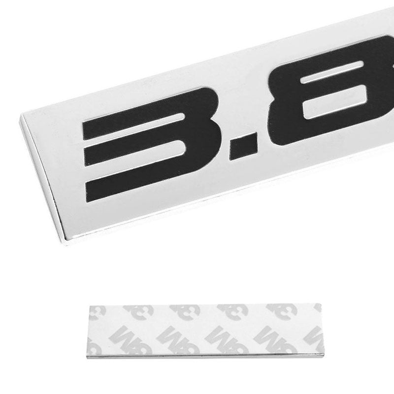 Black/Chrome 3.8L Letter Sign Logo Rear Trunk Side Badge Decal Plate Emblem 3M-Exterior-BuildFastCar