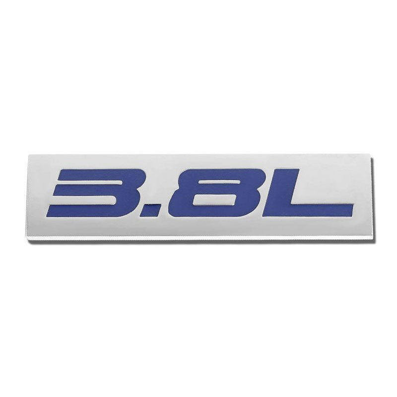 Blue/Chrome3.8L Sign Logo Plate Rear Trunk Metal Badge Decal Sticker Emblem Hood-Exterior-BuildFastCar