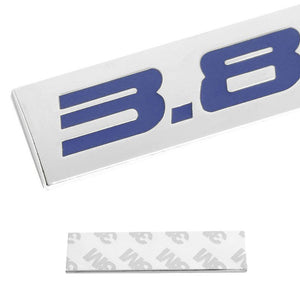 Blue/Chrome3.8L Sign Logo Plate Rear Trunk Metal Badge Decal Sticker Emblem Hood-Exterior-BuildFastCar