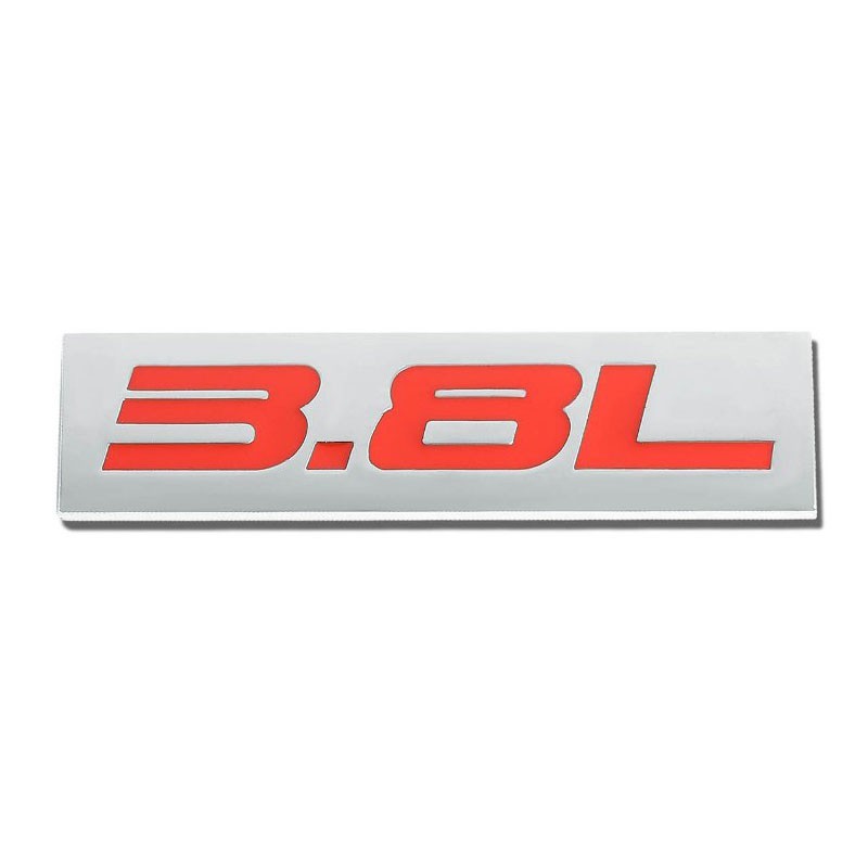 Red/Chrome 3.8L Logo Trim Rear Trunk Polished Badge Decal Emblem 3M Tape Sticker-Exterior-BuildFastCar