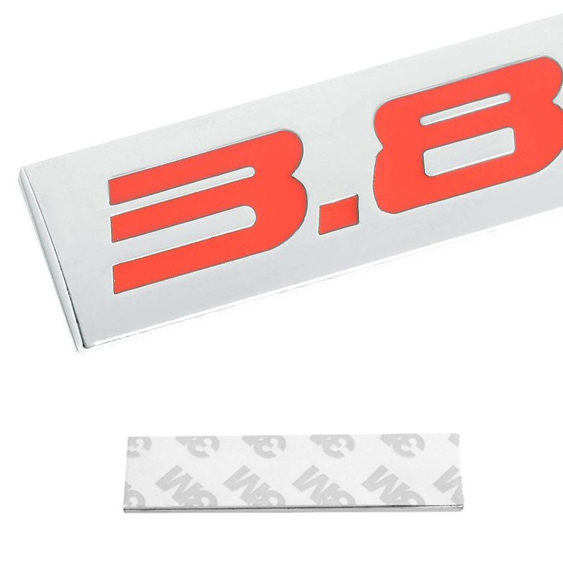 Red/Chrome 3.8L Logo Trim Rear Trunk Polished Badge Decal Emblem 3M Tape Sticker-Exterior-BuildFastCar