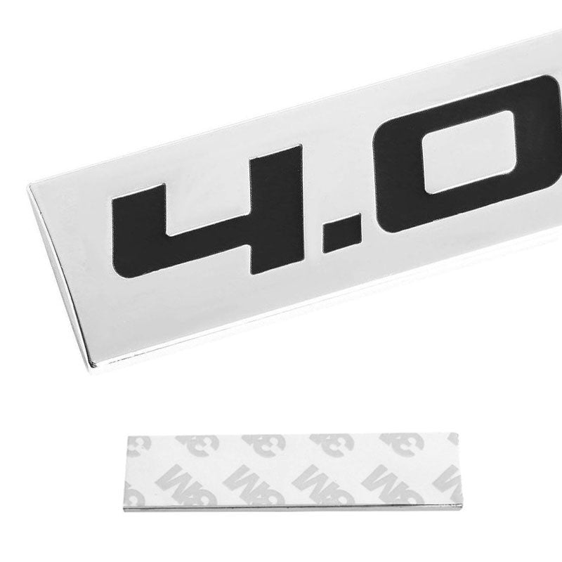 Black/Chrome 4.0L Number Logo Sign Car Rear Trunk Badge Decal Plate Emblem 4mm-Exterior-BuildFastCar