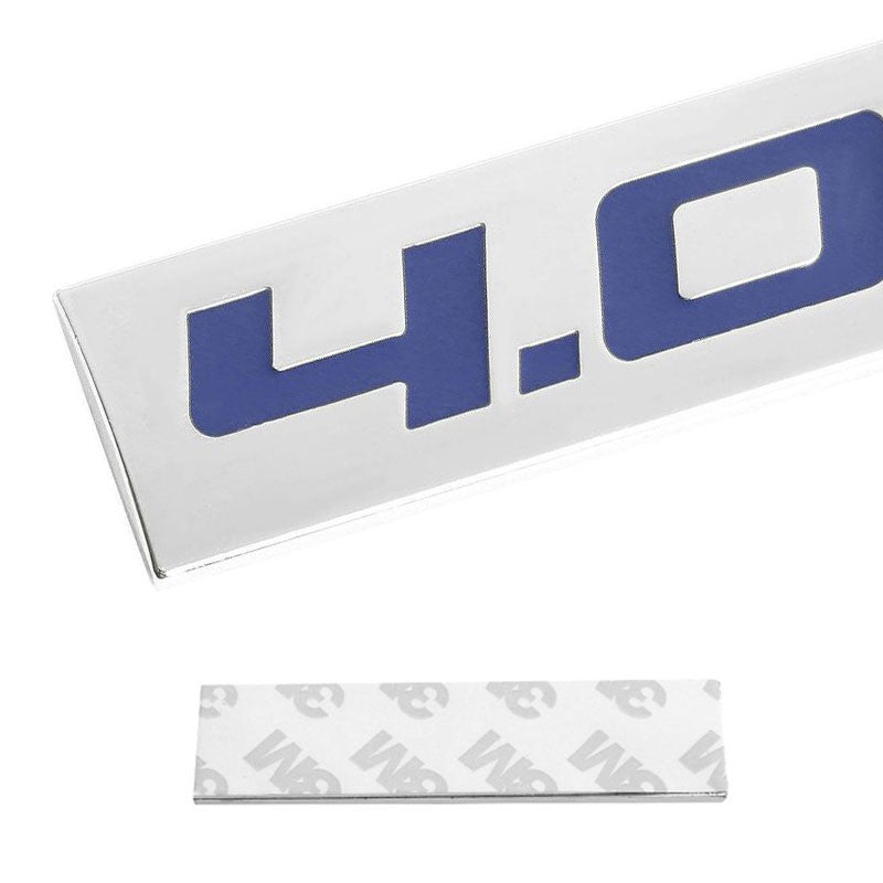Blue/Chrome 4.0L Plate Logo Automobile Rear Trunk Badge Decal Sticker Emblem-Exterior-BuildFastCar