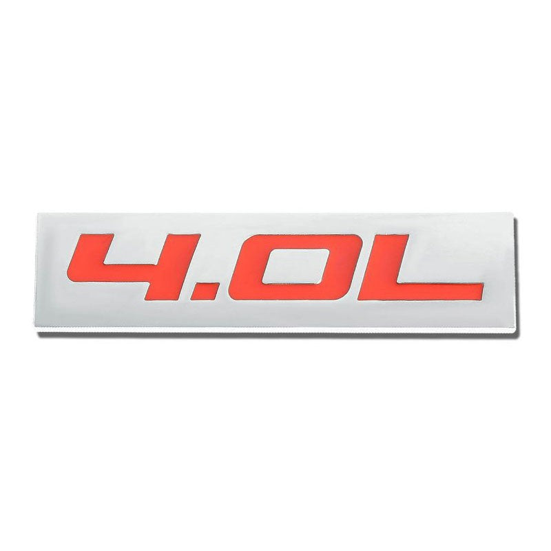 Red/Chrome 4.0L Deco Sign Trim Rear Trunk Polished Badge Decal Emblem Sticker-Exterior-BuildFastCar