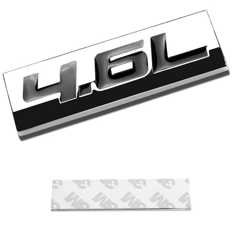 Black/Chrome 4.6L 4.6 L Logo Sign Rear Trunk Badge Decal Plate Sticker Emblem-Exterior-BuildFastCar