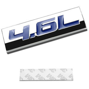 Blue/Chrome 4.6L Sign Logo Plate Automobile Rear Trunk Polish Badge Decal Emblem-Exterior-BuildFastCar