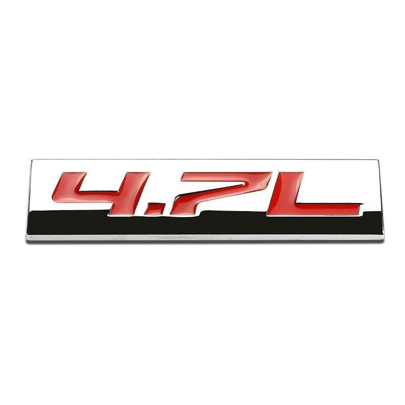 Red/Chrome 4.7L Sign Plate Rear Trunk Polished Trim Badge Decal Sticker Emblem-Exterior-BuildFastCar