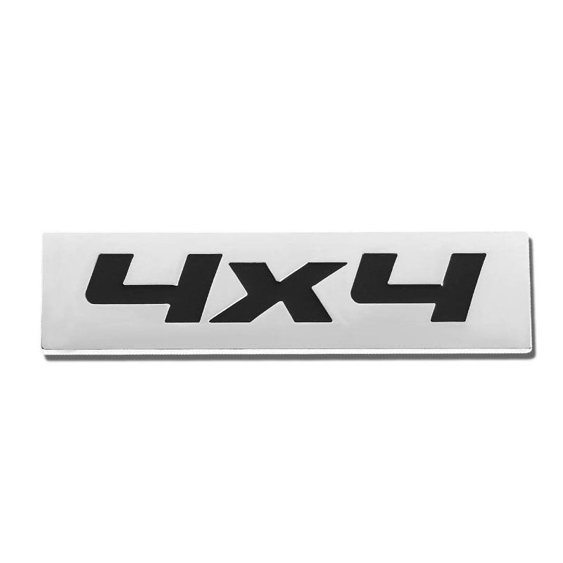 Black/Chrome 4x4 Letter Sign Rear Trunk Polished Badge Decal Plate Emblem 4mm-Exterior-BuildFastCar