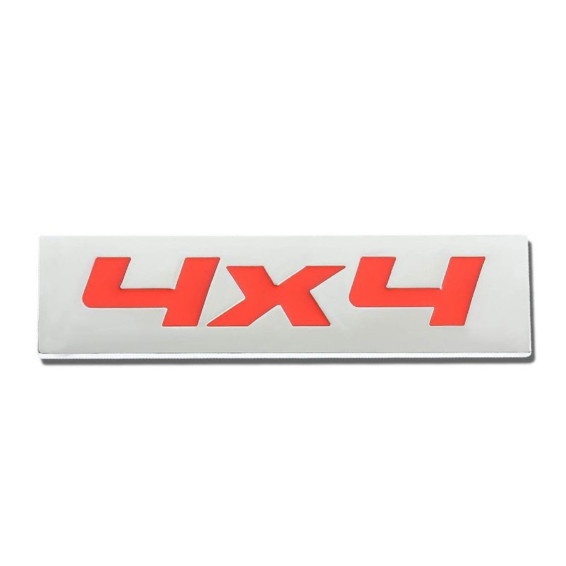 Red/Chrome 4X4 Sign Trim Rear Trunk Polished Badge Decal Emblem Sticker 3M Tape-Exterior-BuildFastCar