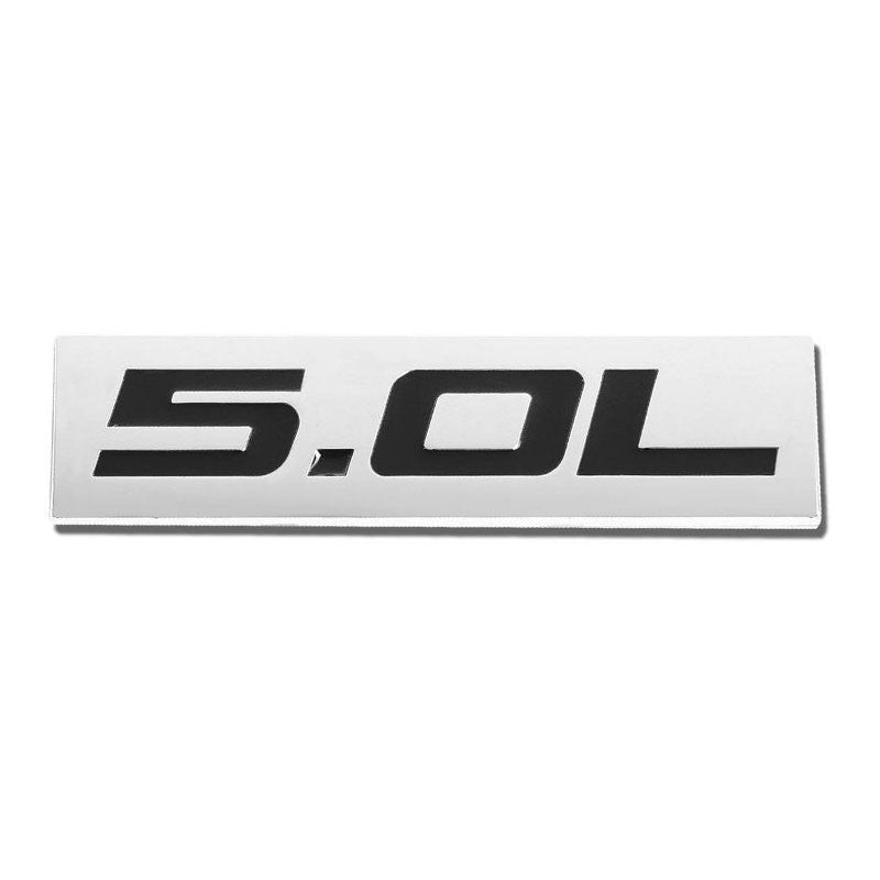 Black/Chrome 5.0L Symbol Sign Rear Trunk Polished Badge Decal Emblem Plate-Exterior-BuildFastCar