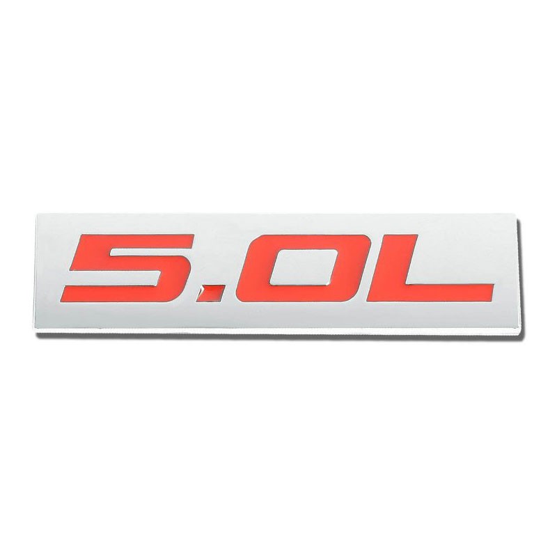 Red/Chrome 5.0L Sign Logo Automobile Rear Trunk Metal Badge Decal Emblem 3M Tape-Exterior-BuildFastCar