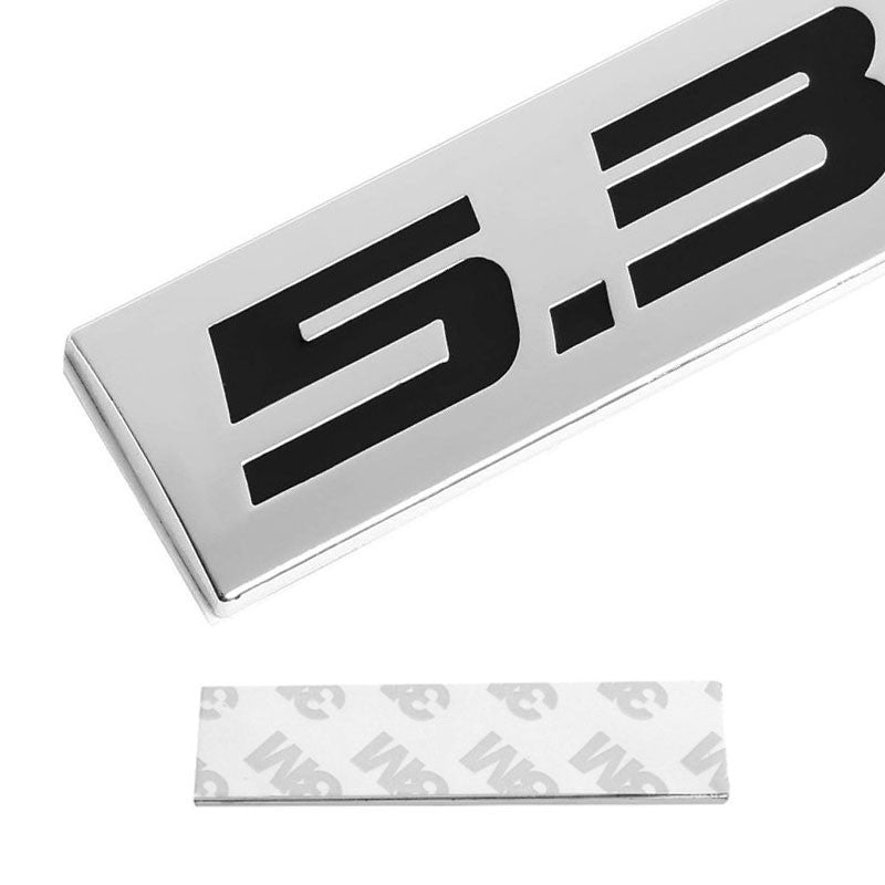 Black/Chrome 5.3L Logo Sign Rear Trunk Polished Badge Decal Plate Sticker Emblem-Exterior-BuildFastCar