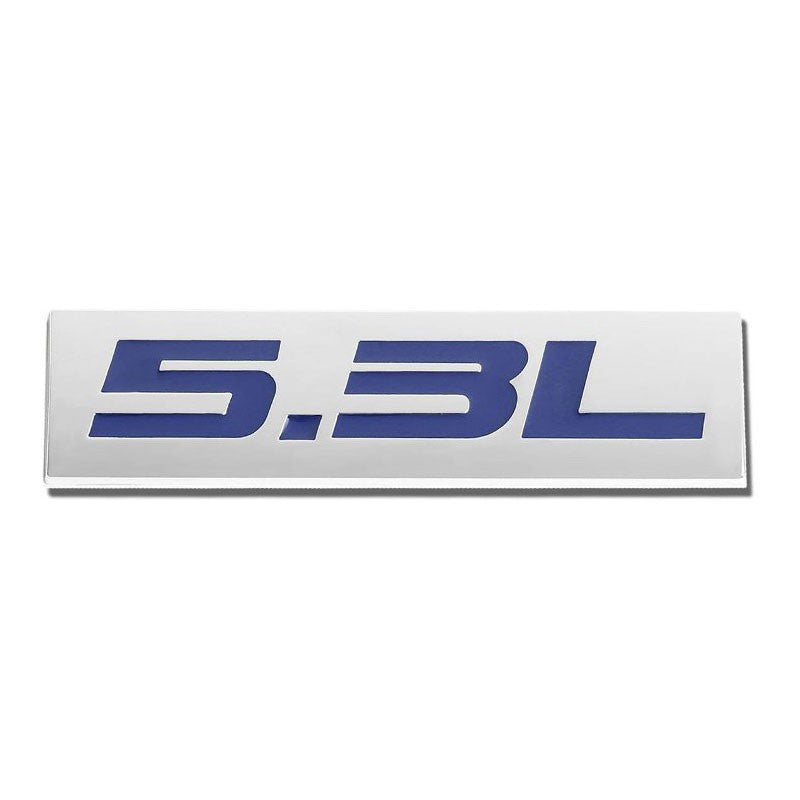 Blue/Chrome 5.3L 5.3 L Sign Symbol Logo Plate Rear Trunk Badge Decal Emblem-Exterior-BuildFastCar