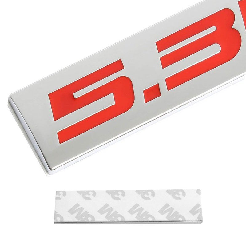 Red/Chrome 5.3L Sign Trim Car Rear Trunk Metal Badge Sticker Decal Emblem-Exterior-BuildFastCar