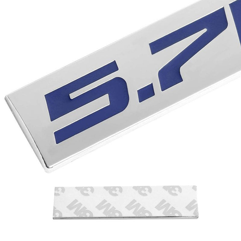 Blue/Chrome 5.7L Logo Sign Plate Rear Trunk Polish Badge Decal Single Emblem-Exterior-BuildFastCar