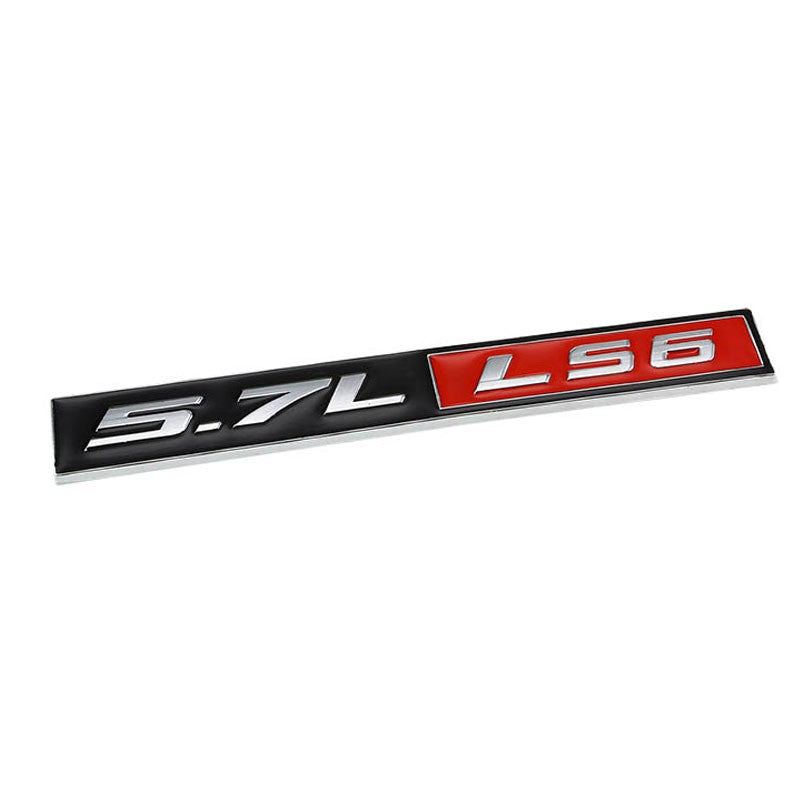 Black/Red/Chrome 5.7L LS6 V8 Engine GM/Chevy Trunk Logo Badge Emblem Decal Tape-Exterior-BuildFastCar