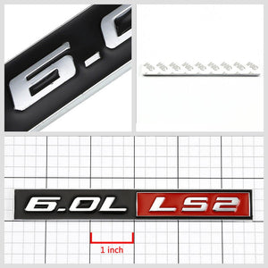 Black/Red/Chrome 6.0L LS2 Car Trunk Badge Emblem Metal Decal 3M Adhesive Sticker-Exterior-BuildFastCar