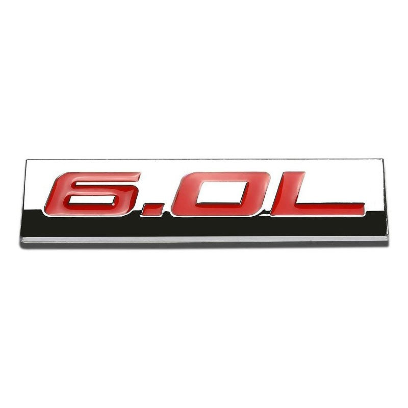 Red/Chrome 6.0L Sign Trim Car Rear Trunk Polished Sticker Badge Decal Emblem-Exterior-BuildFastCar