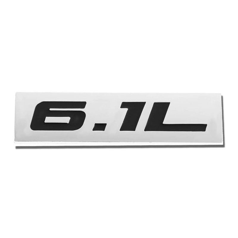 Black/Chrome 6.1 L 6.1L Logo Letter Sign Rear Trunk Badge Decal Plate Emblem 4mm-Exterior-BuildFastCar