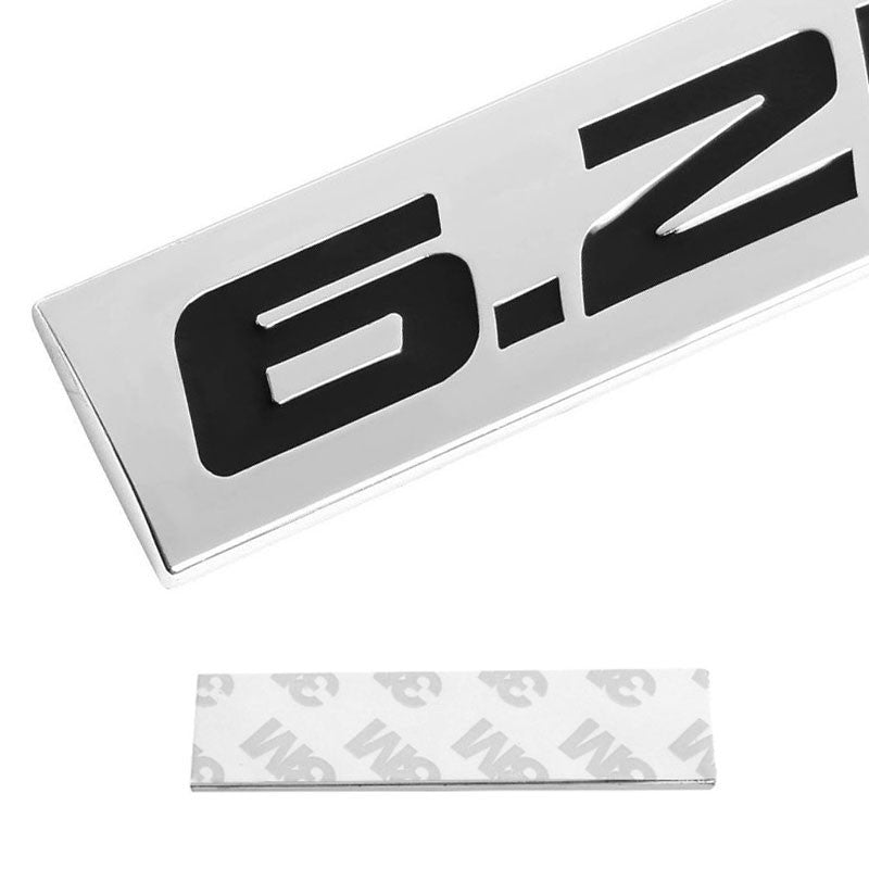 Black/Chrome 6.2L Logo Letter Sign Back Trunk Polished Badge Decal Plate Emblem-Exterior-BuildFastCar