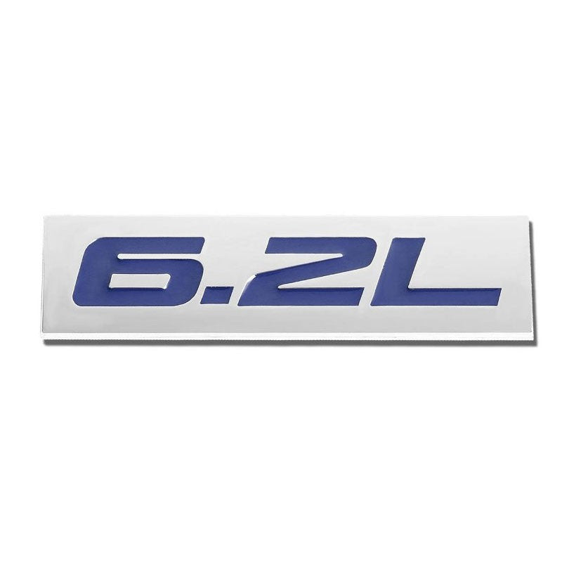 Blue/Chrome 6.2L Logo Plate Rear Trunk Metal Badge Decal Sticker Emblem-Exterior-BuildFastCar