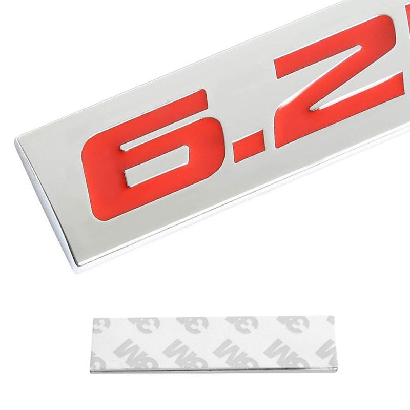 Red/Chrome 6.2L Sign Logo Car Rear Trunk Trim Badge Decal Emblem Sticker-Exterior-BuildFastCar