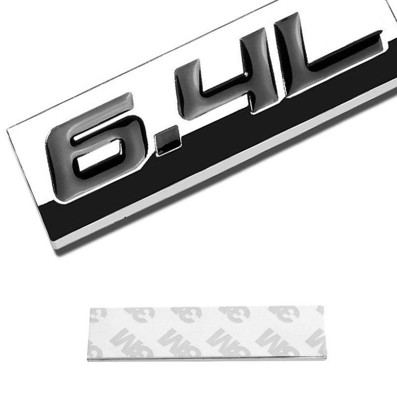 Black/Chrome 6.4L Number Sign Rear Trunk Metal Trim Badge Decal Plate Emblem-Exterior-BuildFastCar