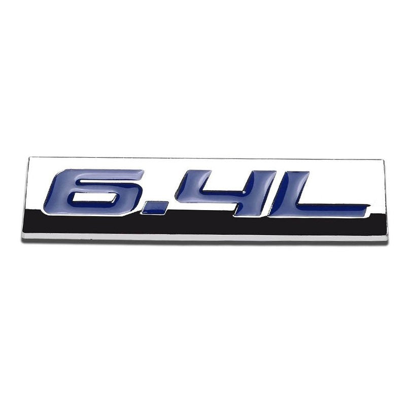 Blue/Chrome 6.4L Logo Plate Sign Car Rear Trunk Metal Badge Decal Sticker Emblem-Exterior-BuildFastCar