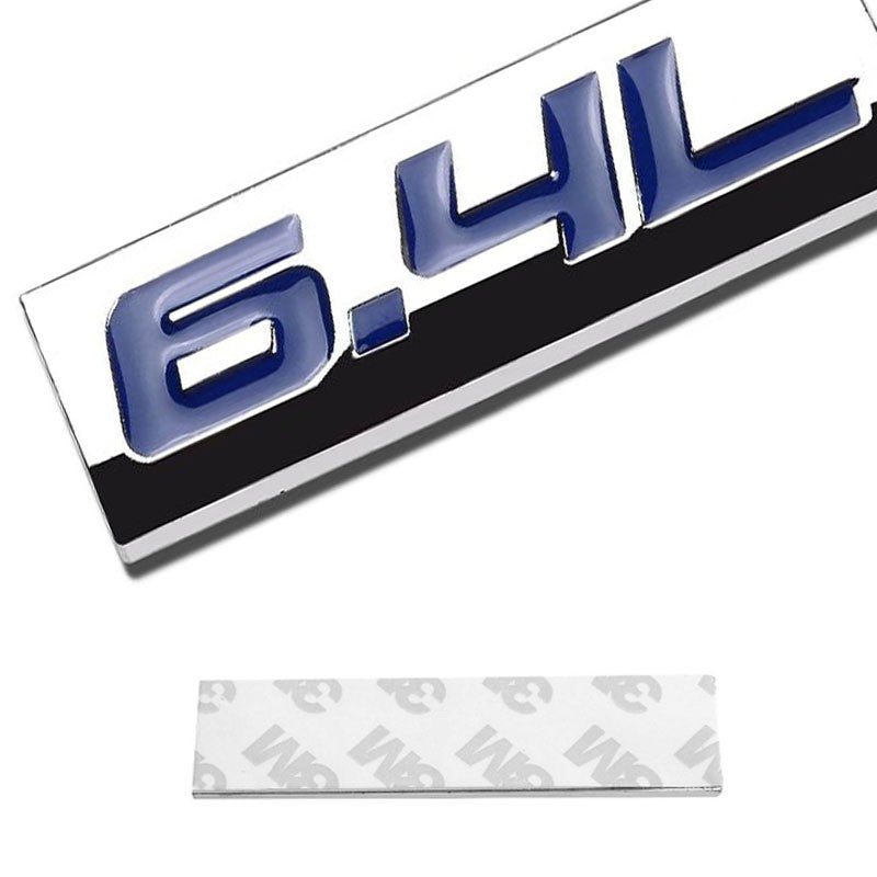 Blue/Chrome 6.4L Logo Plate Sign Car Rear Trunk Metal Badge Decal Sticker Emblem-Exterior-BuildFastCar