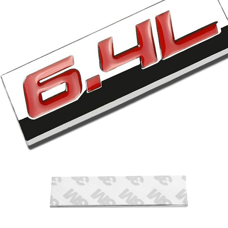 Red/Chrome 6.4L Logo Rear Trunk Polished Sign Badge Decal Emblem Plate-Exterior-BuildFastCar