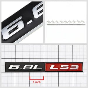 Black/Red/Chrome 6.8L LS3 Chevy Trunk Badge Logo Emblem Metal Decal 3M Sticker-Exterior-BuildFastCar