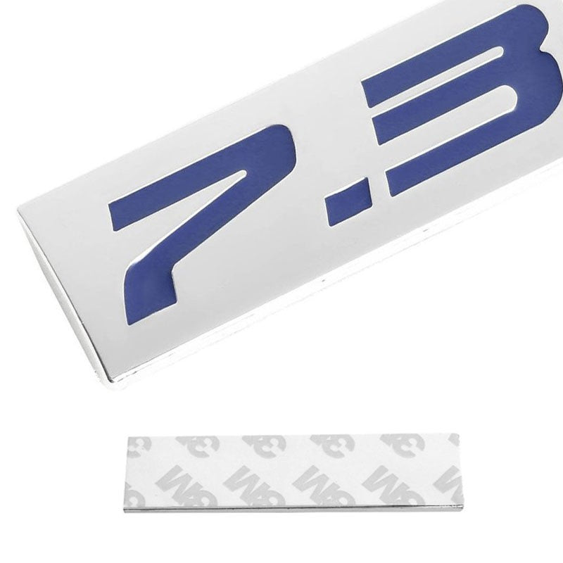 Blue/Chrome7.3L Logo Engine Plate Emblem Rear Trunk Metal Badge Decal Sticker-Exterior-BuildFastCar