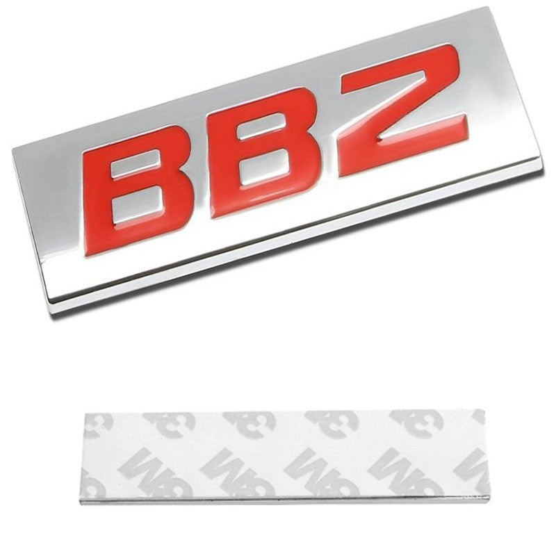 Red/Chrome BB2 Sign Logo Trim Rear Trunk Polished Auto Sport Badge Decal Emblem-Exterior-BuildFastCar