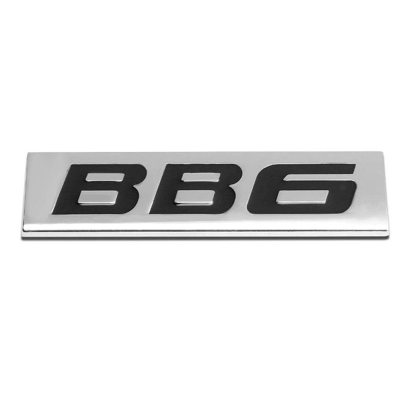 Black/Chrome BB6 Text Logo Automobile Trunk Metal Badge Emblem Decal Plate-Exterior-BuildFastCar